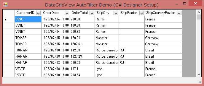 C# datagridview filter columns